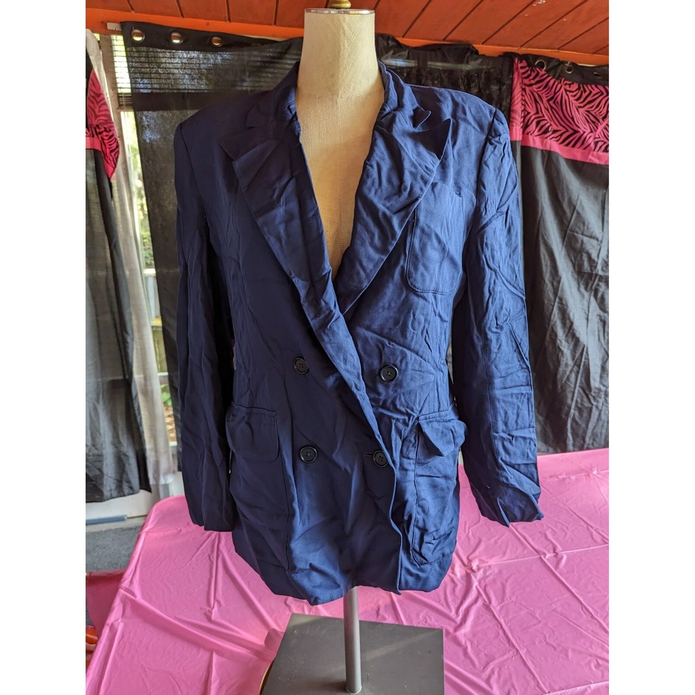 Lauren Ralph Lauren blue womens blazer suit jacket size 8 with shoulder pads‎
